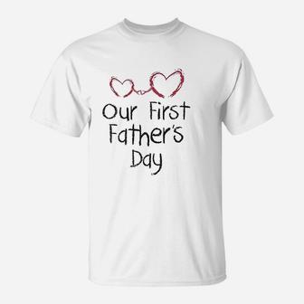 Our First Fathers Day Great Gift Idea For A New Dad Baby T-Shirt - Seseable
