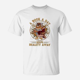 Owl A Book Day Keeps Reality Away T-Shirt - Seseable