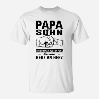 Papa und Sohn Faustgruß T-Shirt, Herz an Herz Motiv für Väter - Seseable