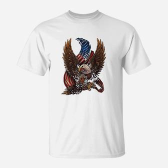 Patriotic American Design With Eagle And Flag T-Shirt - Seseable