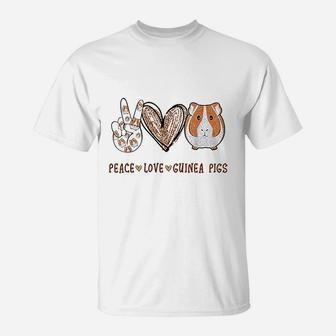 Peace Love Guinea Pigs Gift For Guinea Pigs Lover T-Shirt - Seseable