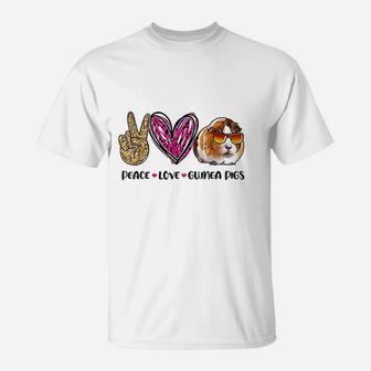 Peace Love Guinea Pigs Gift For Guinea Pigs Lover T-Shirt - Seseable