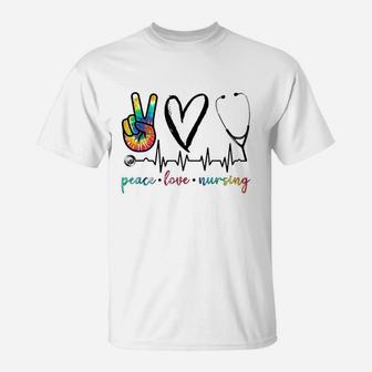 Peace Love Nurse Tie Dye T-Shirt - Seseable