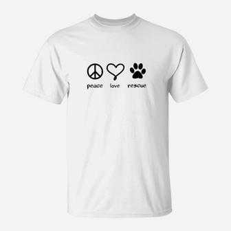 Peace Love Rescue Pet Rescue Dog T-Shirt - Seseable