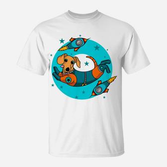 Pet Dog Astronaut Cartoon Charater Puppy Lovers T-Shirt - Seseable