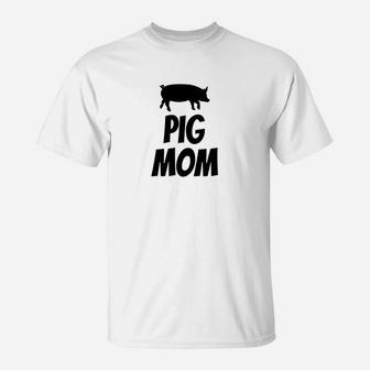 Pig Mom Funny Cute Pig Lover Barn Black T-Shirt - Seseable