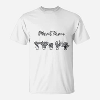 Plant Mom Plant Lover Icons Minimalist Design T-Shirt - Seseable
