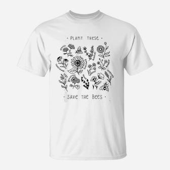 Plant These Save The Bees Theme Graphic Girls Cute T-Shirt - Seseable