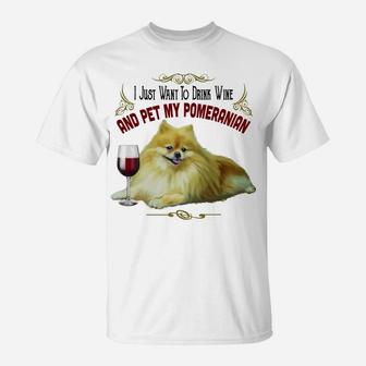 Pomeranian Dog Pom And Wine Funny Pomeranian Gifts T-Shirt - Seseable