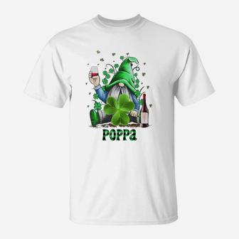 Poppa Funny Gnome St Patricks Day Matching Family Gift T-Shirt - Seseable