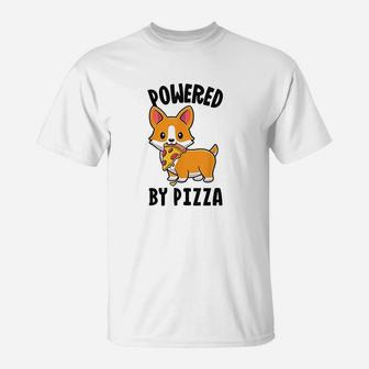 Powered By Pizza Corgi Dog Funny Corgi T-Shirt - Seseable