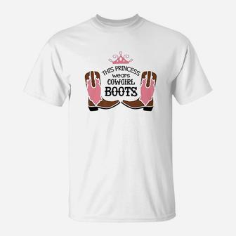 Princess Cowboy Boots Western Cowgirl T-Shirt - Seseable