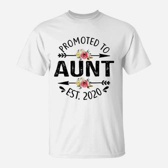 Promoted To Aunt Est 2020 New Auntie To Be T-Shirt - Seseable