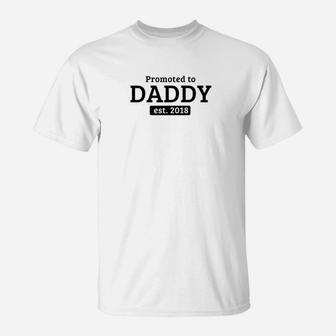 Promoted To Daddy Est 2018 Funny Dad Christmas Gift T-Shirt - Seseable