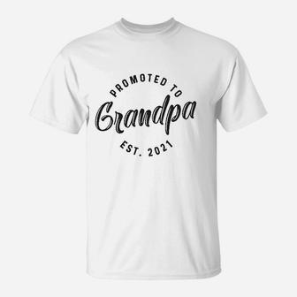 Promoted To Grandpa 2021 Funny New Baby Family Graphic T-Shirt - Seseable