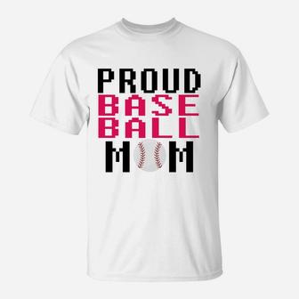 Proud Baseball Mom Player Sport Game, Gift for Mom T-Shirt - Seseable