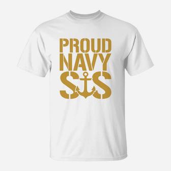 Proud Navy Sister In Navy T-Shirt - Seseable