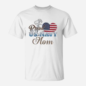 Proud Us Navy Mom Shirt - Navy Mom Patriotic Heart T-Shirt - Seseable
