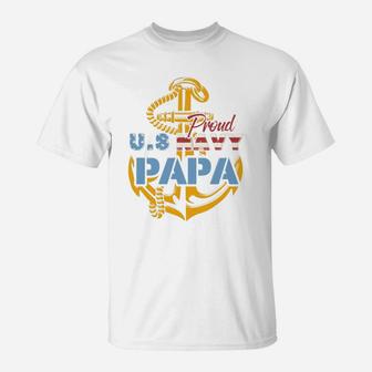 Proud Us Navy Papa Shirt, dad birthday gifts T-Shirt - Seseable