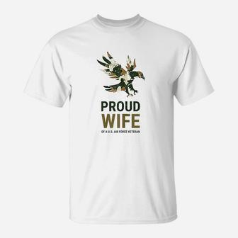 Proud Wife Of A Us Air Force Veteran Usaf Camo Eagle T-Shirt - Seseable