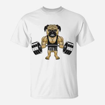 Pug Funny Powerlifting Deadlifting Pug Gift T-Shirt - Seseable
