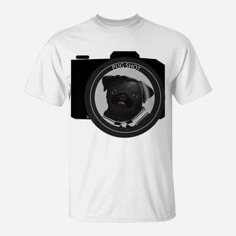 Pug Shot Cute Camera Reflection A Mug Of A Pugdog T-Shirt - Seseable