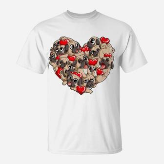 Pug Valentines Day Heart Dog Lover Boys Men Love Gifts T-Shirt - Seseable