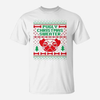 Pugly Christmas Sweater Funny Pug Dog T-Shirt - Seseable