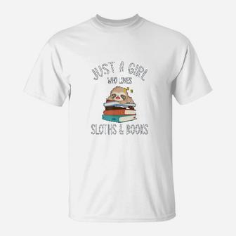 Reading Books Bookworm Sloth Lovers T-Shirt - Seseable