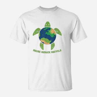 Reduce Reuse Recycle Turtle Save Earth Planet Ocean Eco T-Shirt - Seseable