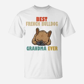 Retro Best French Bulldog Grandma Funny T-Shirt - Seseable
