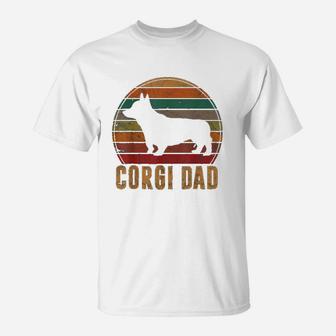 Retro Corgi Dad Gift Dog Owner Pet Welsh Corgi Father T-Shirt - Seseable
