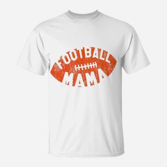 Retro Football Mama Orange Helmet Mom Gift T-Shirt - Seseable