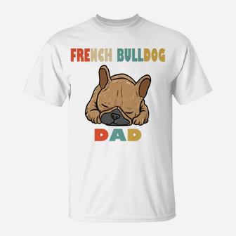 Retro French Bulldog Dad Frenchie For Men T-Shirt - Seseable