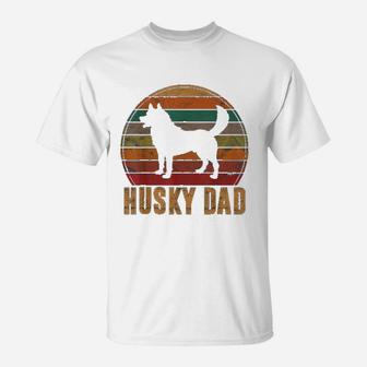 Retro Husky Dad Gift Dog Owner Pet Siberian Huskies Father T-Shirt - Seseable