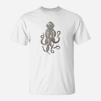 Retro Scuba Deep Sea Octopus Release The Kraken Vintage Gift T-Shirt - Seseable