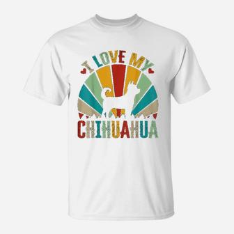Retro Vintage Style I Love My Chihuahua Dog Mom Dad T-Shirt - Seseable