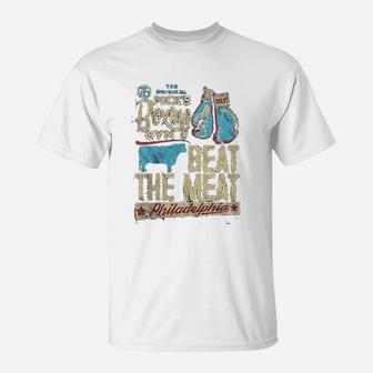 Rocky Micks Boxing Gym Beat The Meat Navy Heather T-Shirt | Seseable CA