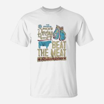 Rocky Micks Boxing Gym Beat The Meat Navy Heather T-Shirt | Seseable CA