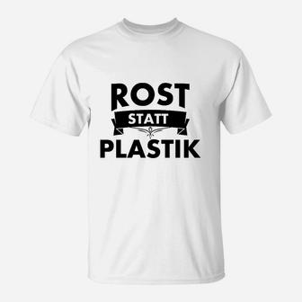 Rost Statt Plastik Unisex T-Shirt, Umweltfreundliche Mode - Seseable