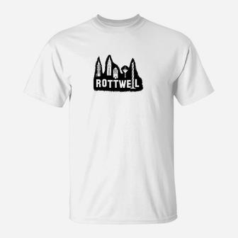 Rottweiler Hunde Silhouette Berg Design Weißes T-Shirt - Seseable