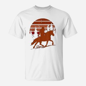 Sasquatch Riding A Unicorn Bigfoot Retro Sunset Vintage T-Shirt - Seseable