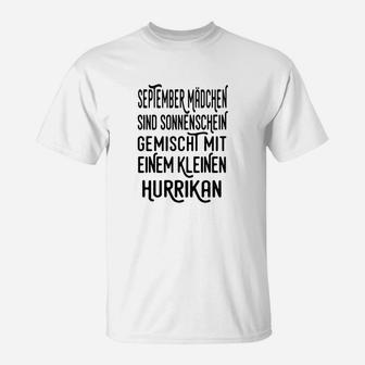 September Mädchen T-Shirt: Sonnenschein & Hurrikan Design - Seseable