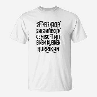 September Mädchen T-Shirt: Sonnenschein & Hurrikan Design - Seseable