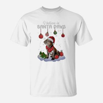 Silver Labrador Retriever Santa Paws Classic Dog Christmas T-Shirt - Seseable