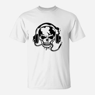 Skull With Headphones T-Shirt - Seseable