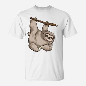 Sloth Cartoon Funny Pose Design For Sloth Lovers T-Shirt - Seseable