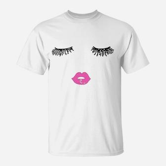 Smile Fish Women Lips Eyelash Print Tops Teenage Graphic T-Shirt - Seseable