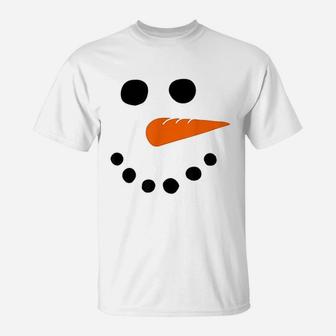 Snowman Face Carrot Nose Christmas T-Shirt - Seseable