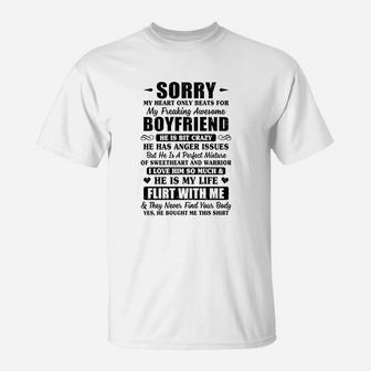 Sorry My Heart Only Beats For My Freaking Awesome T-Shirt - Seseable